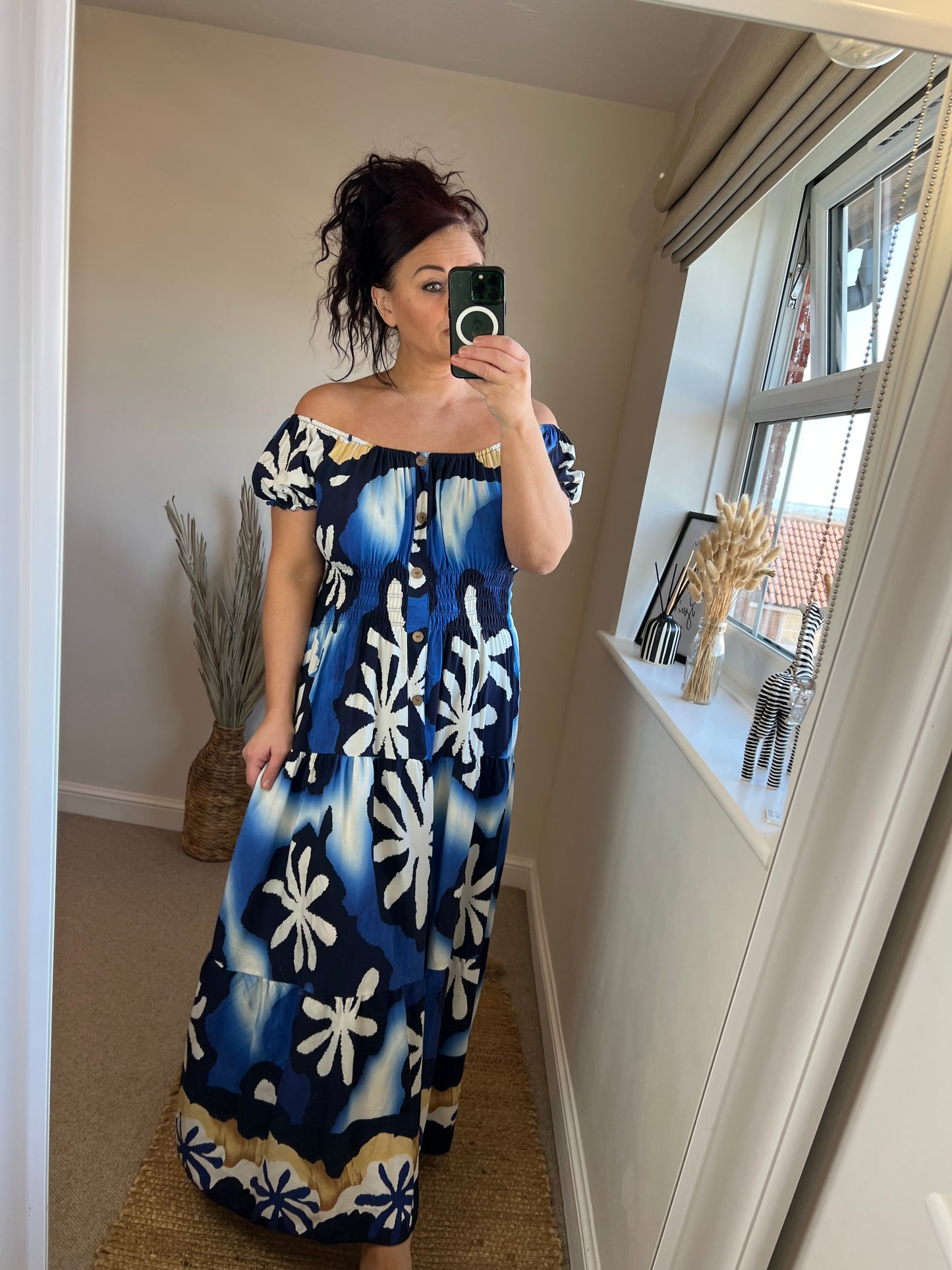 STEVIE Maxi Button Dress with Pockets - Cobalt Flower