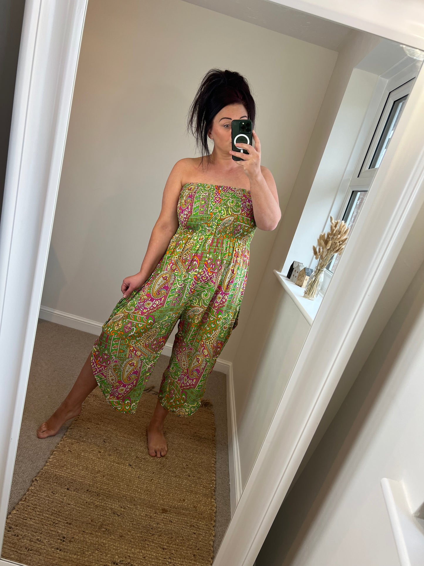 Bandeau Hanky Hem Jumpsuit - Green