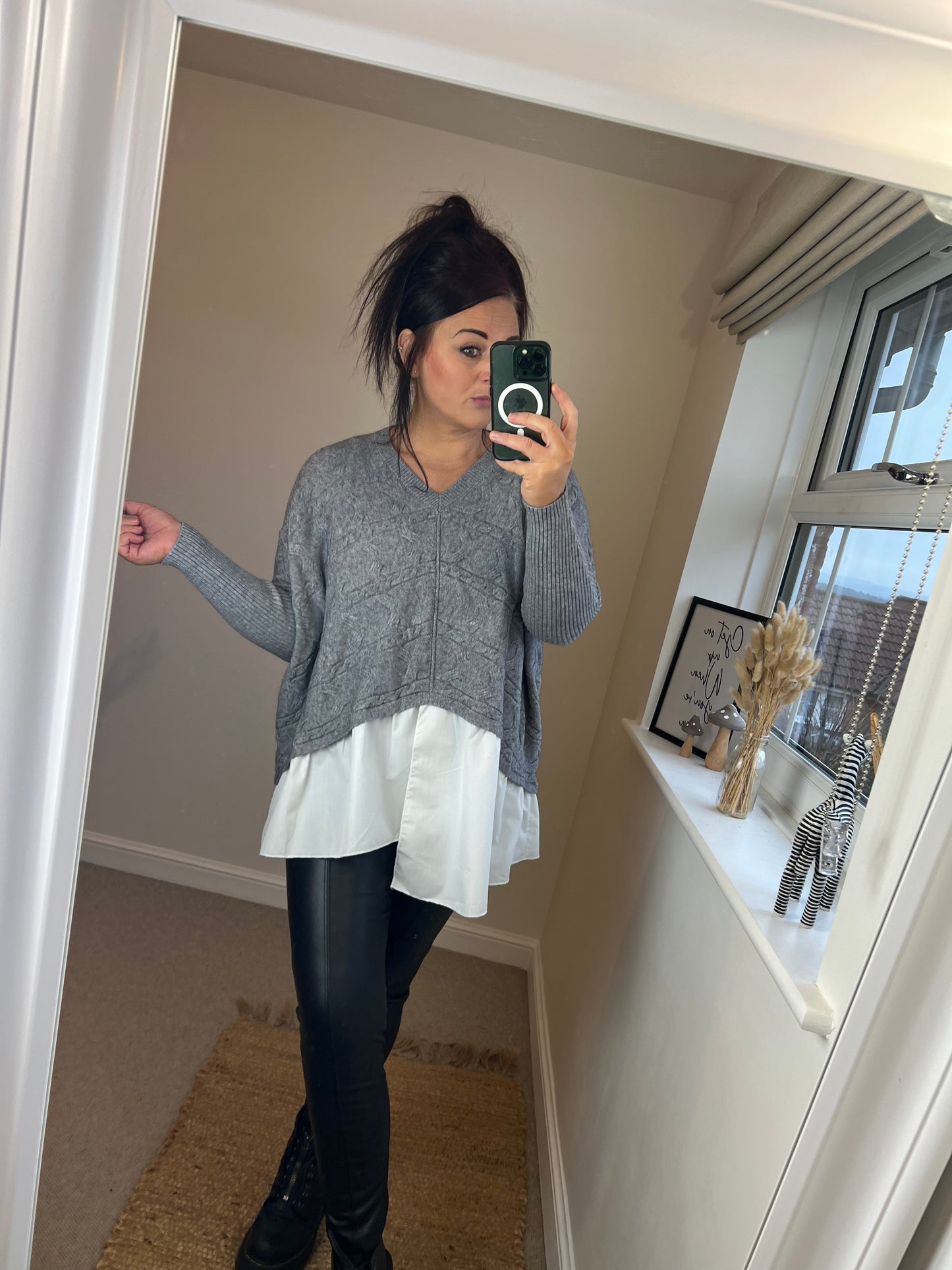 2 in 1 Jumper with Shirt - Grey