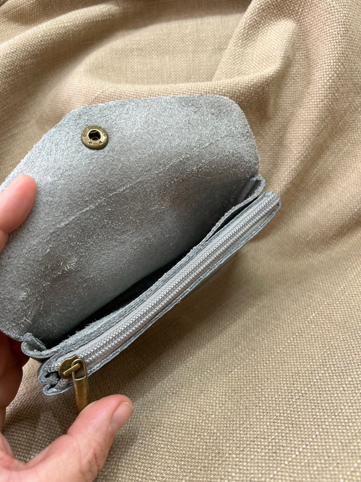Long Leather Purse - Light Grey