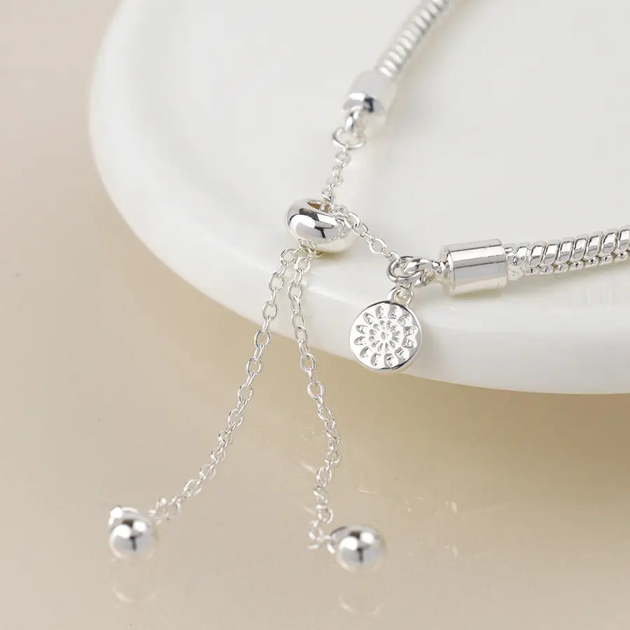 Peace of Mind - Silver Plated Crystal Charm Bracelet