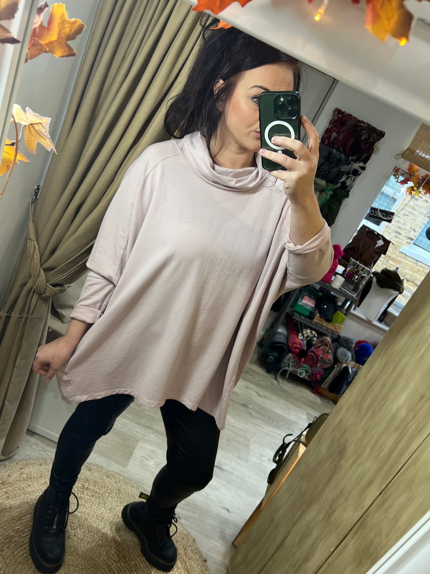 Jersey Cowl Neck Top - Blush