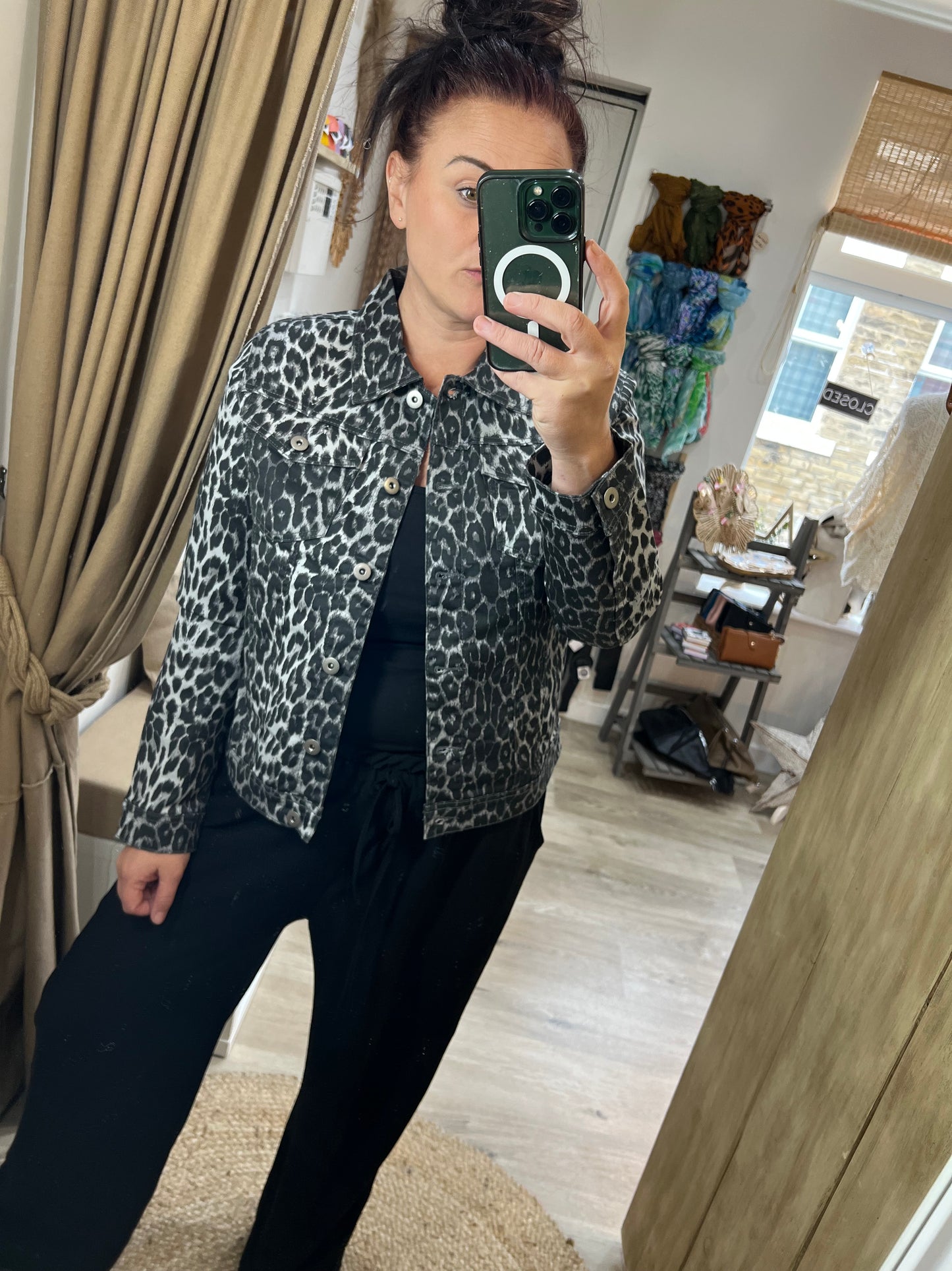 Denim Jacket - Leopard Print
