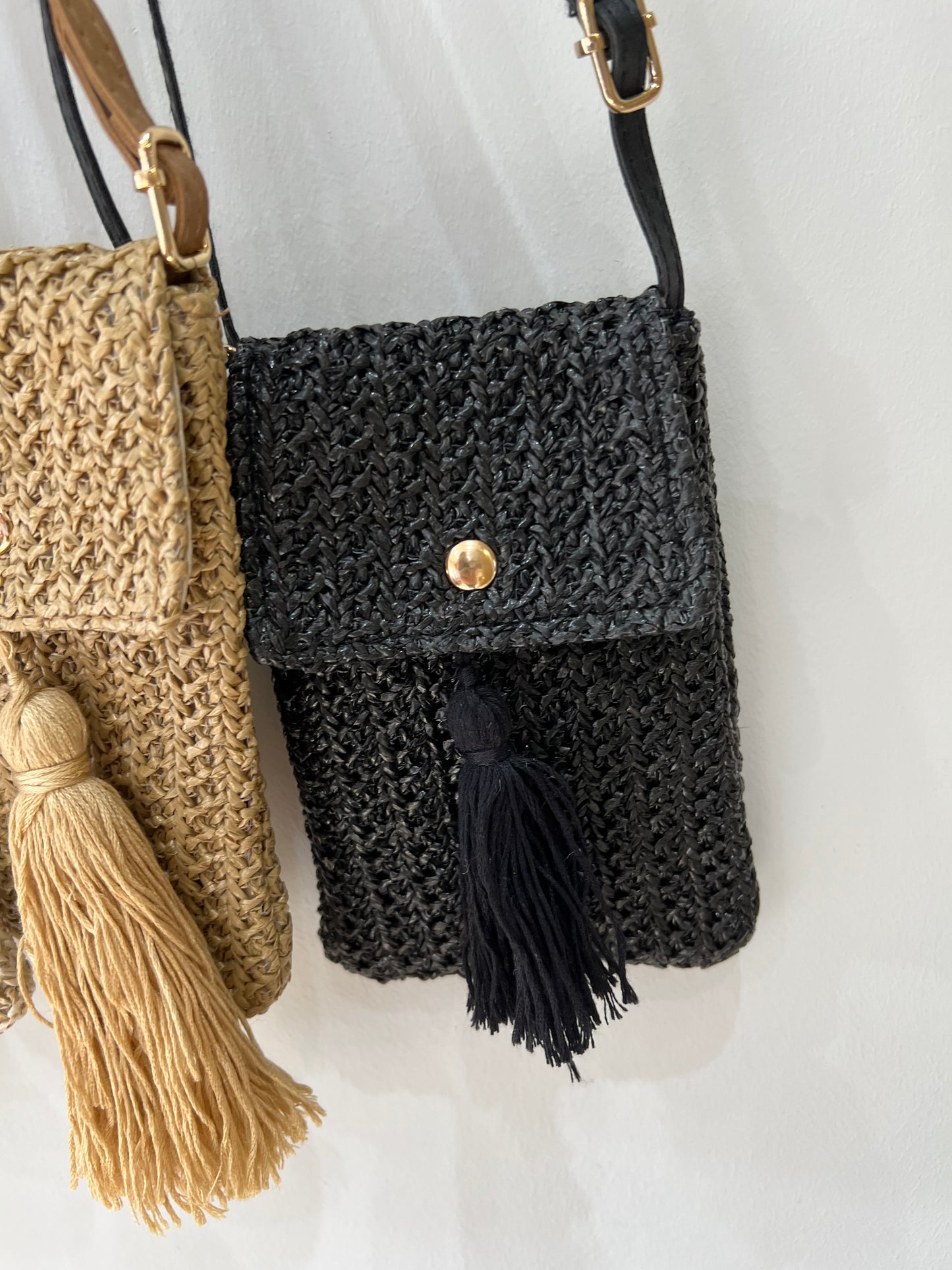 Rattan Style Phone Pouch Bag