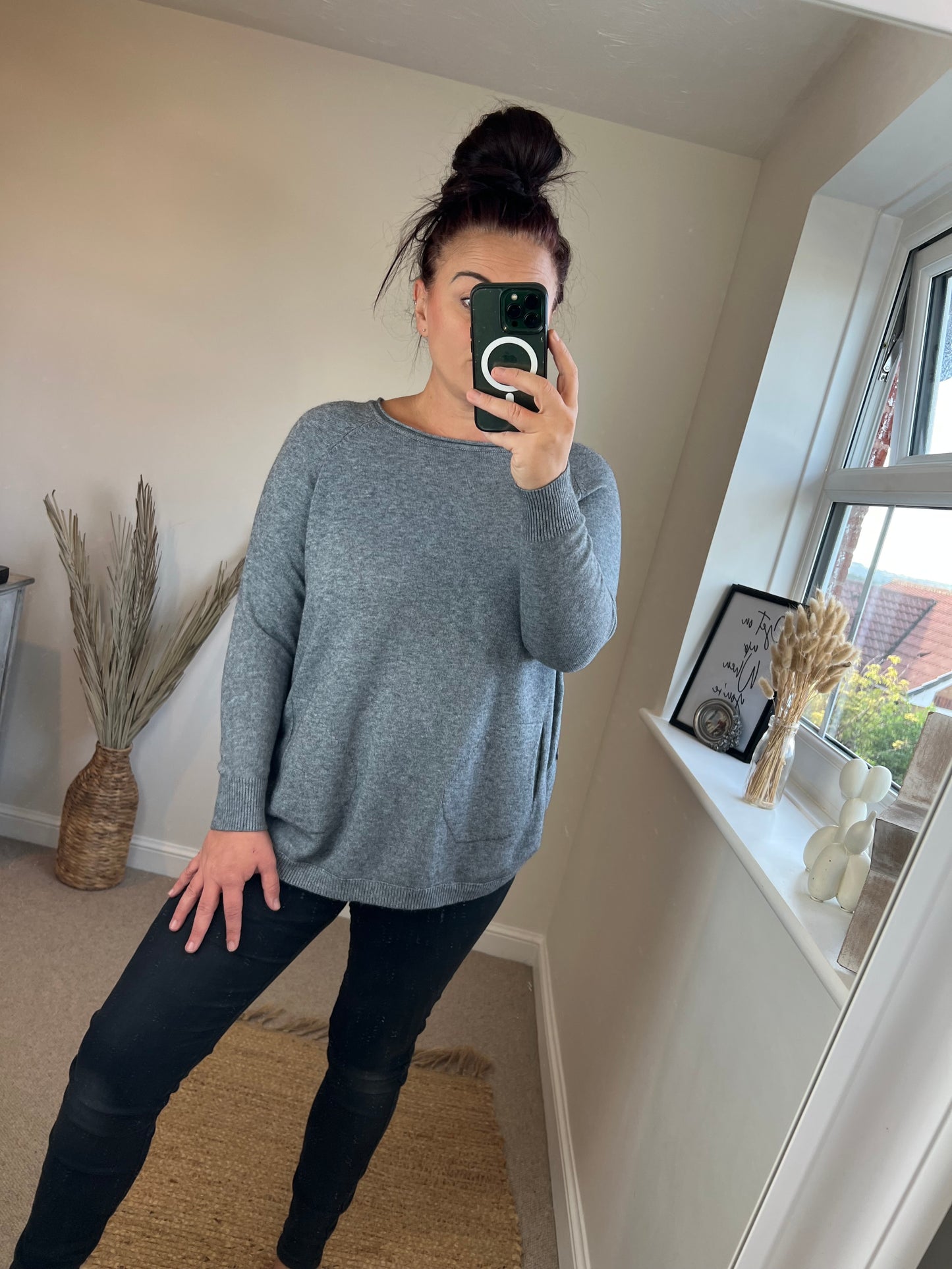 Button Side Jumper - Grey