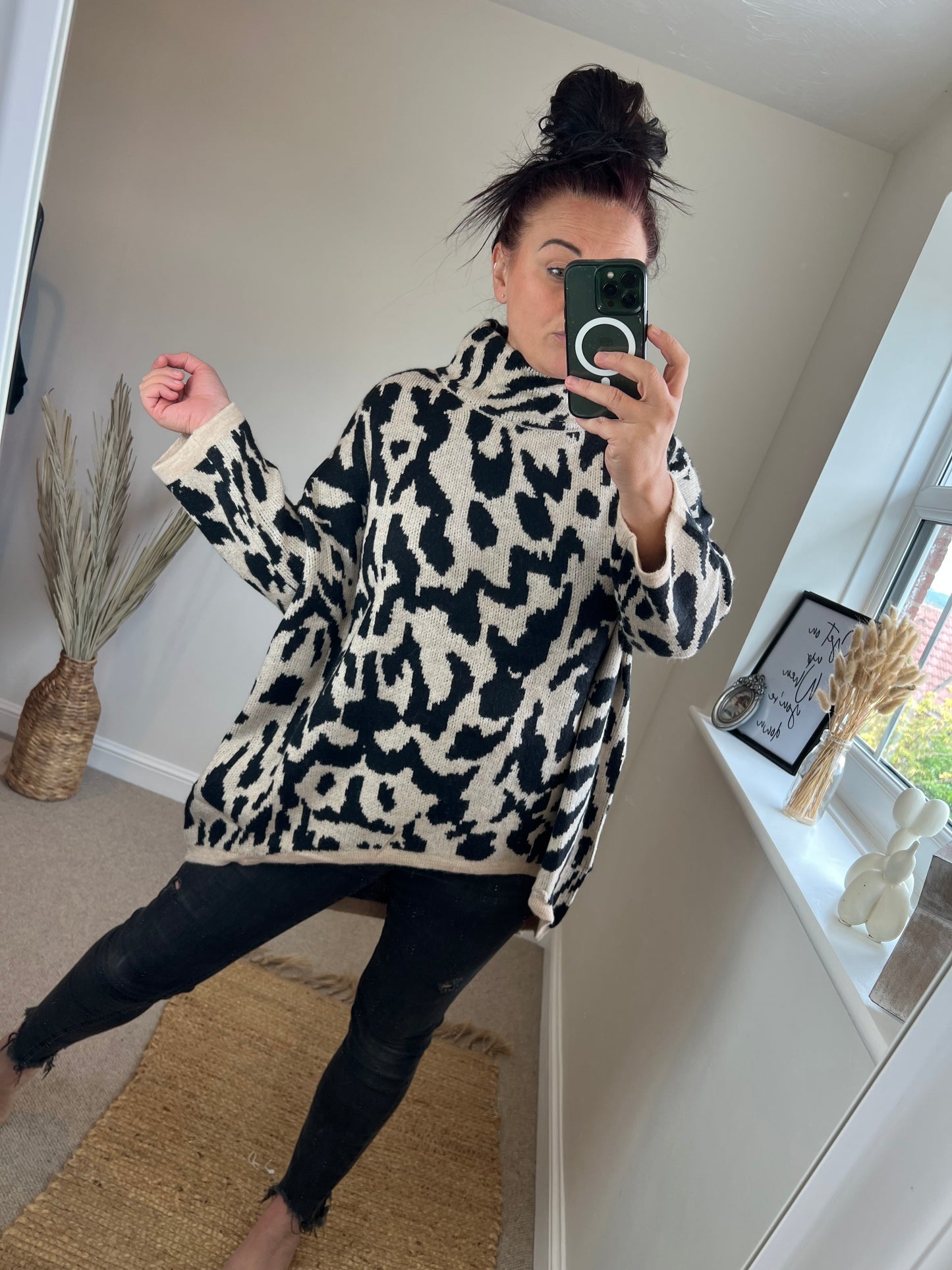 High Neck Leopard Jumper