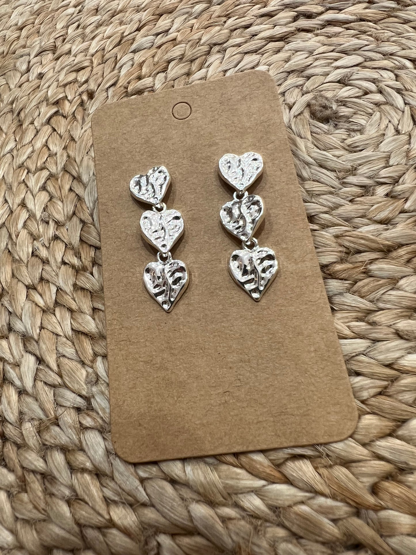 Fashion Earrings - Silver Drop Hearts