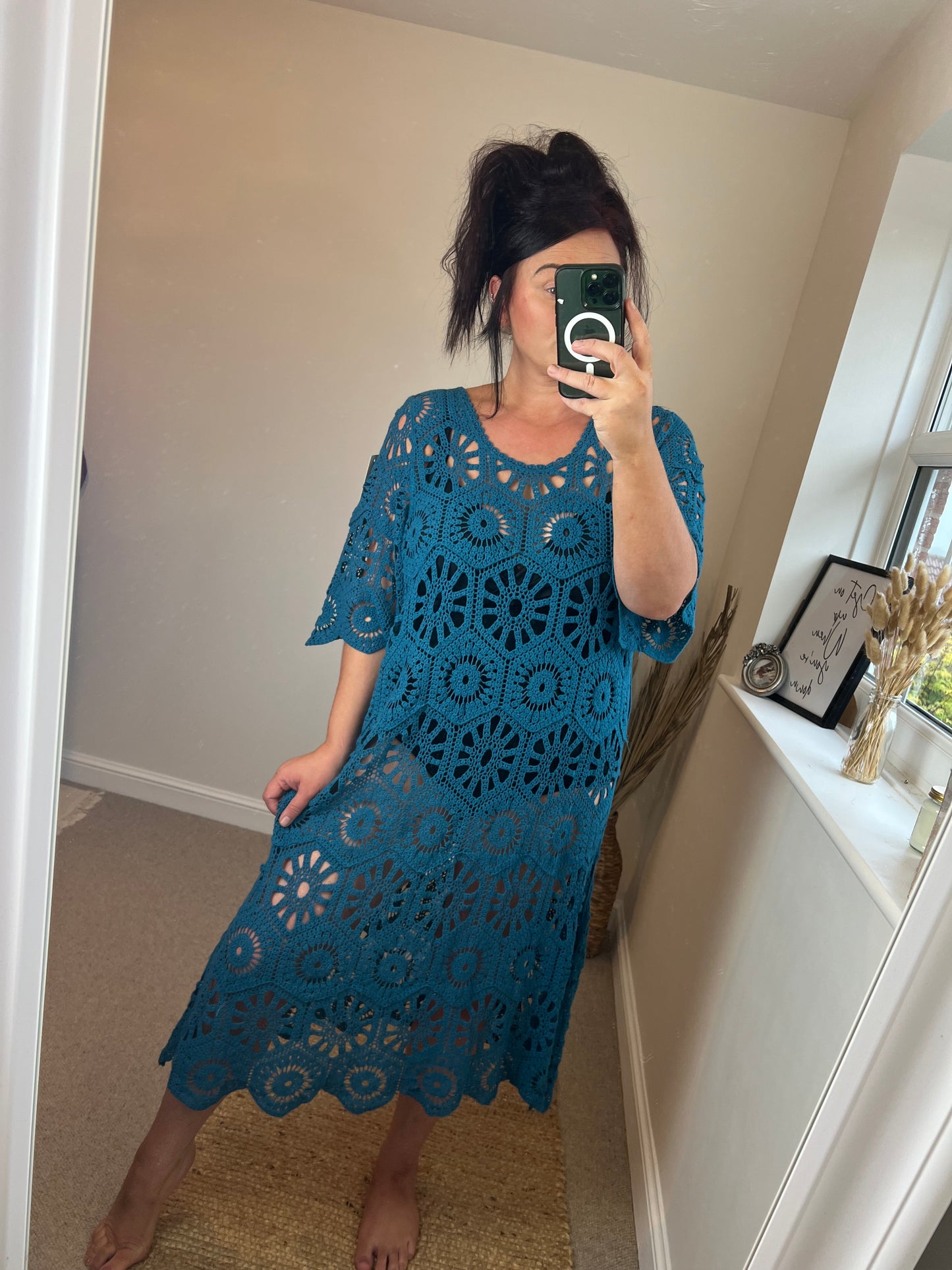Crochet Beach Dress - Teal