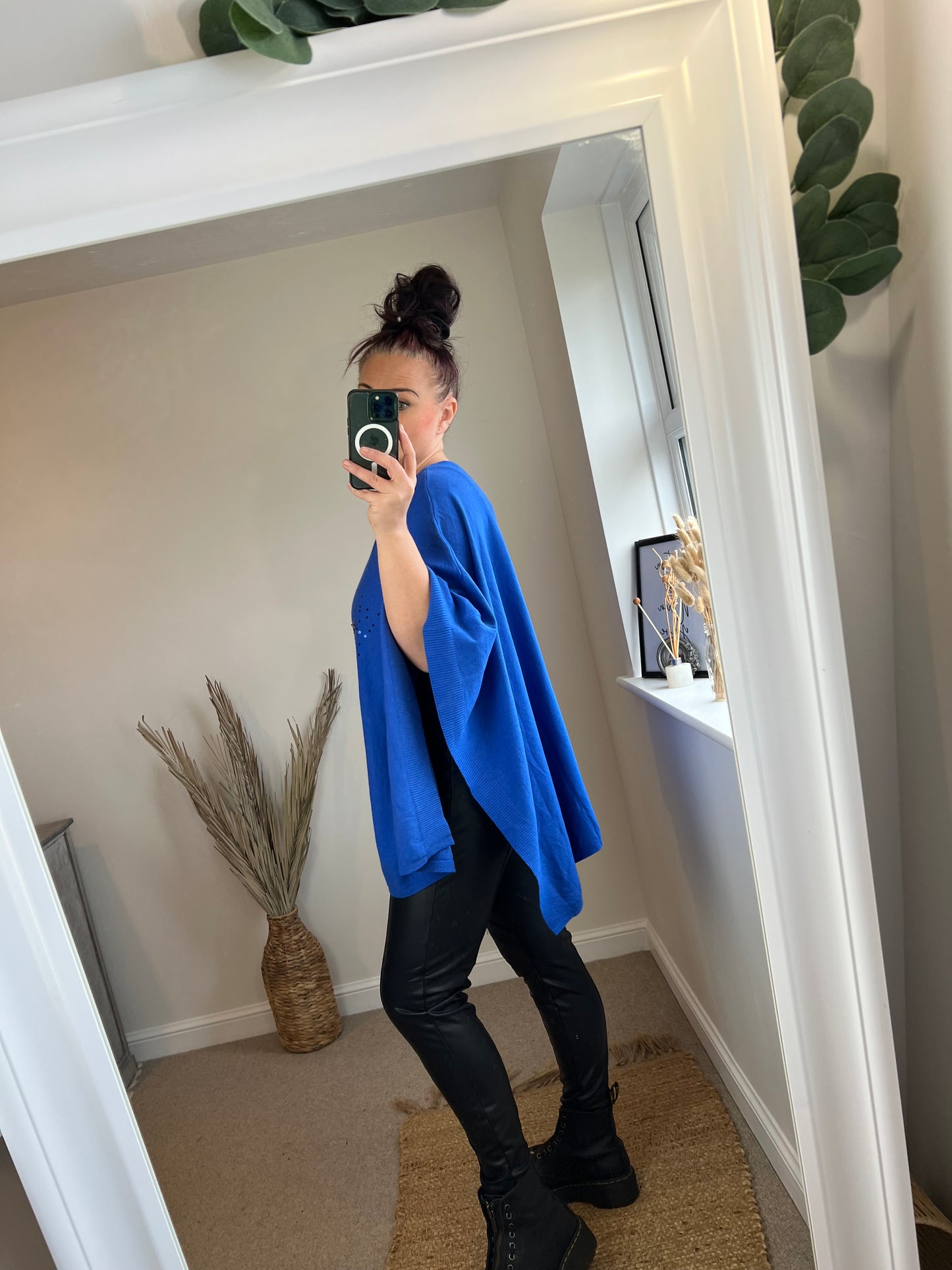 Sequin Star Poncho Jumper - Cobalt