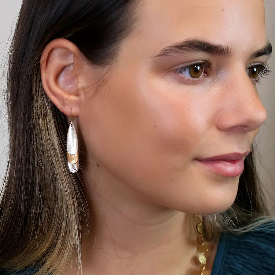 Peace Of Mind - Silver Plated Triple Layer Drop Earrings