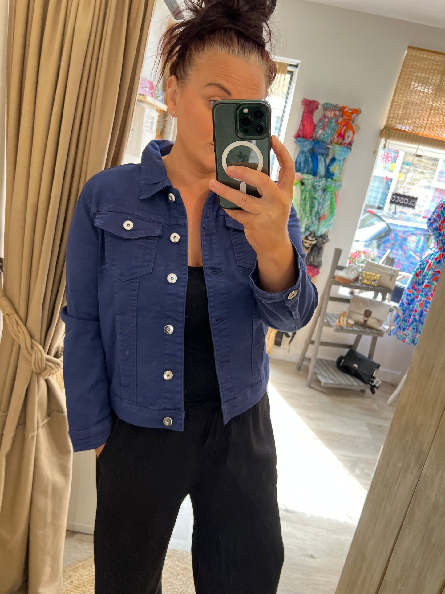Short Denim Jacket - Navy