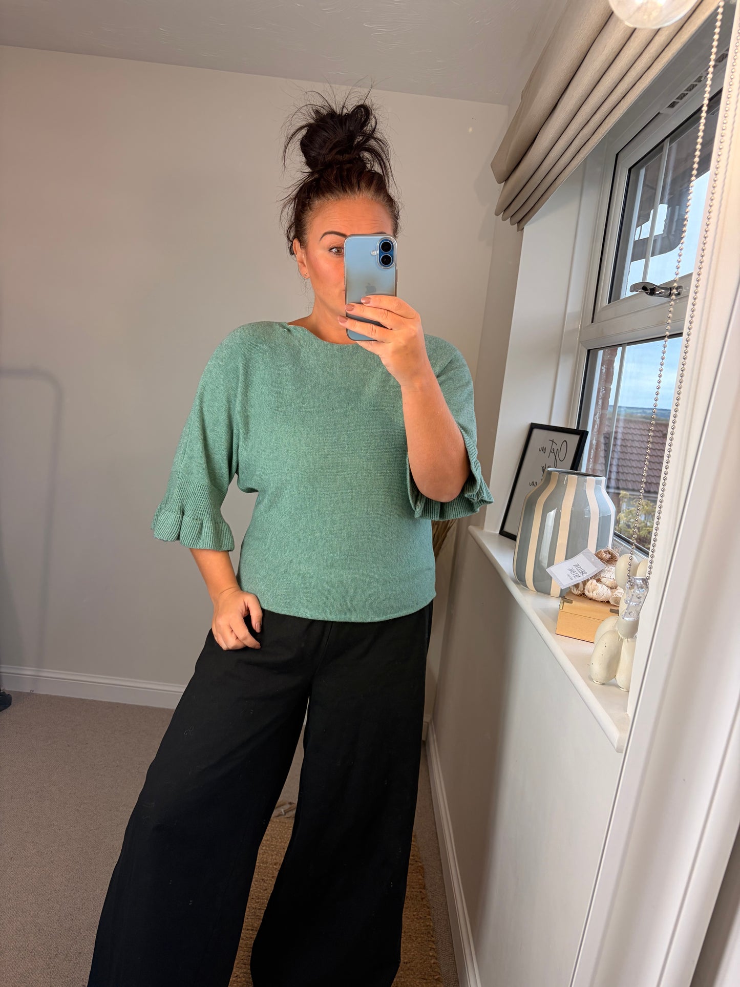 Flute Sleeve Jumper - Sage