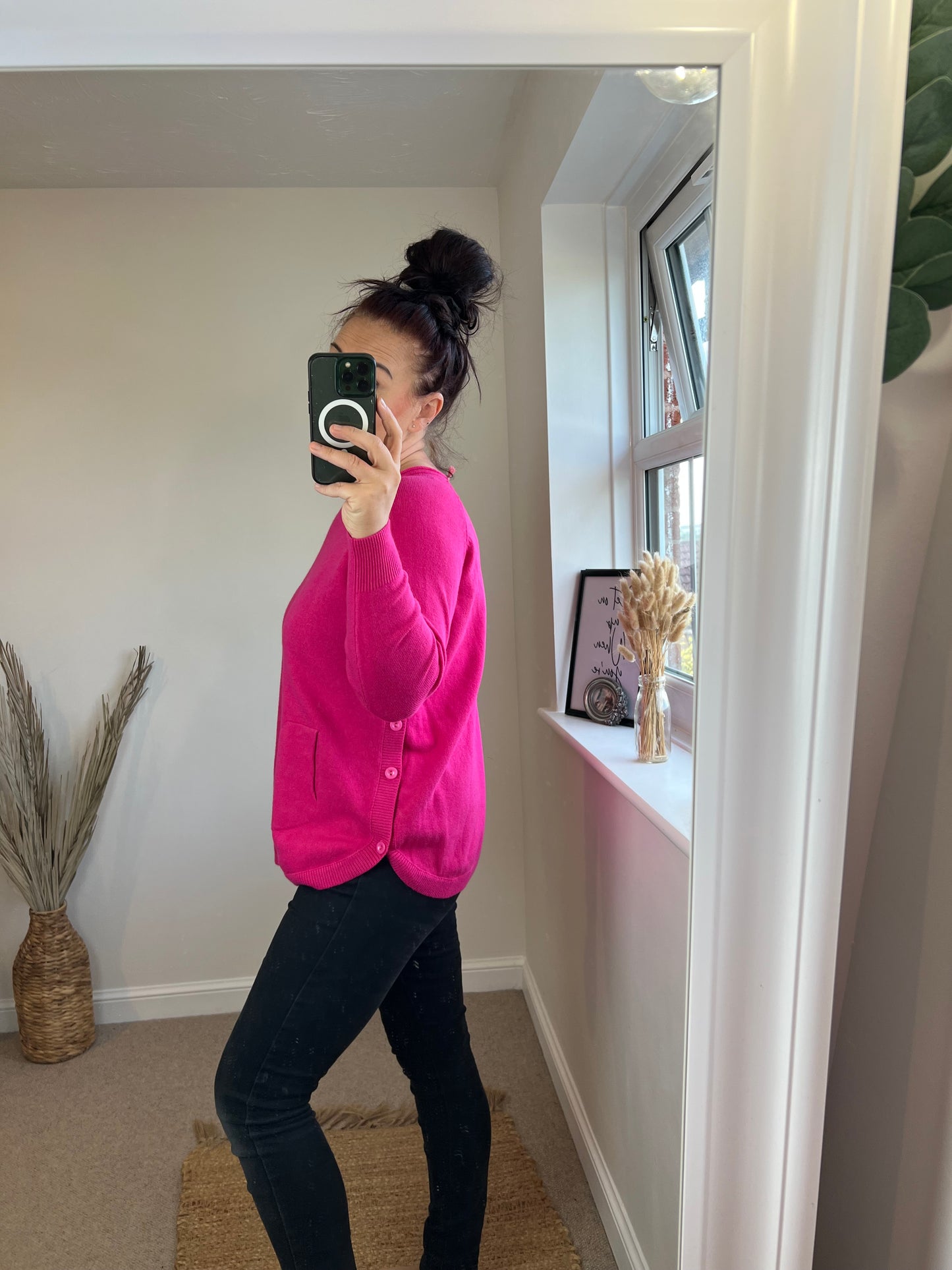 Button Side Jumper - Cerise