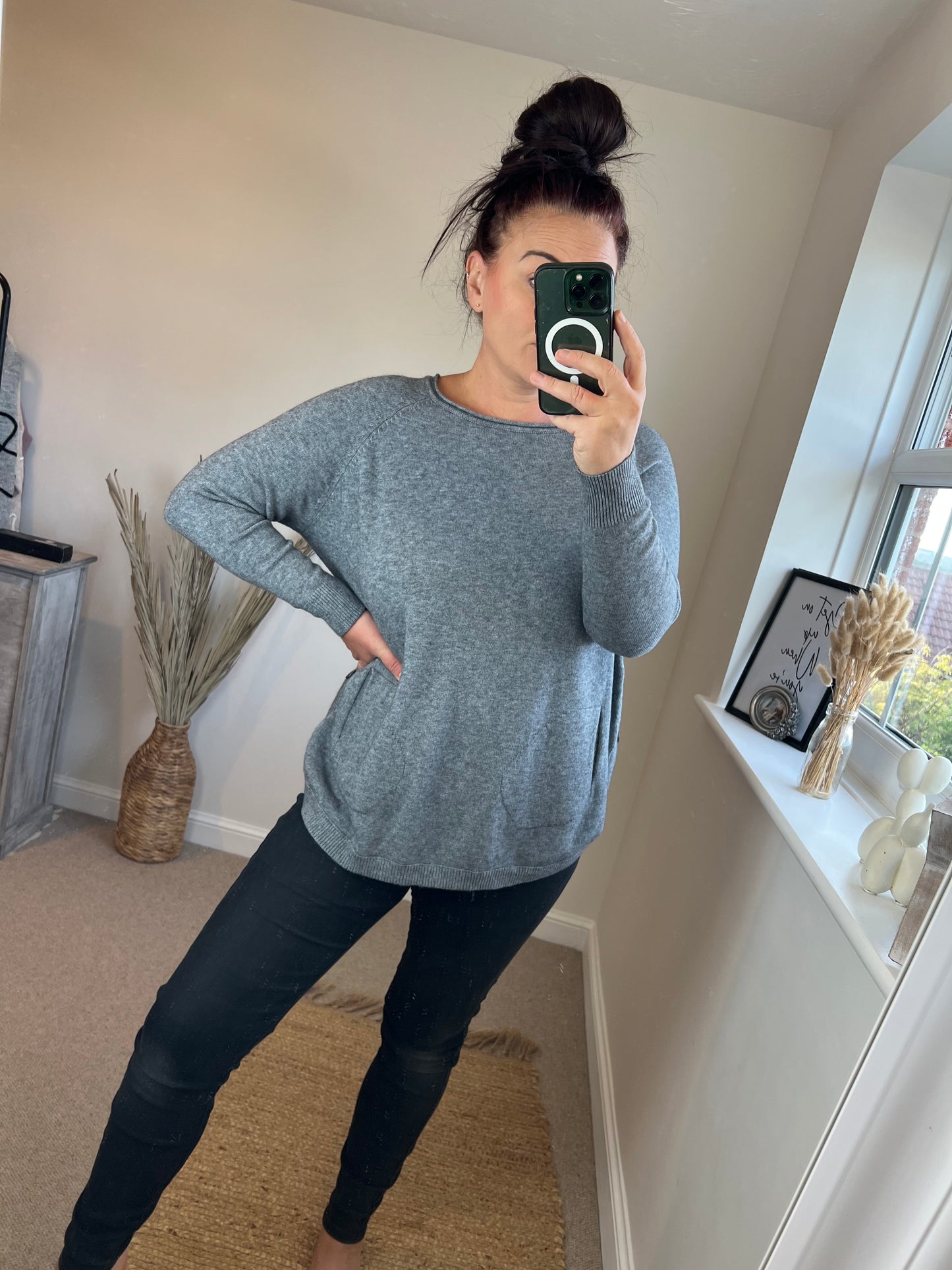 Button Side Jumper - Grey