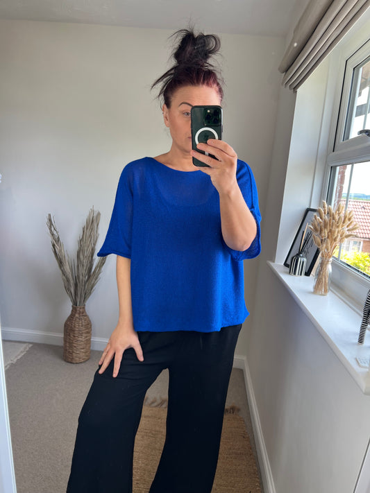 Fine Knit Top - Cobalt