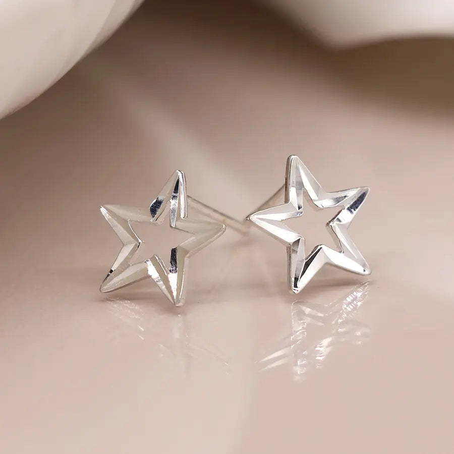 Peace of Mind - Sterling Silver Cut Out Star Earrings
