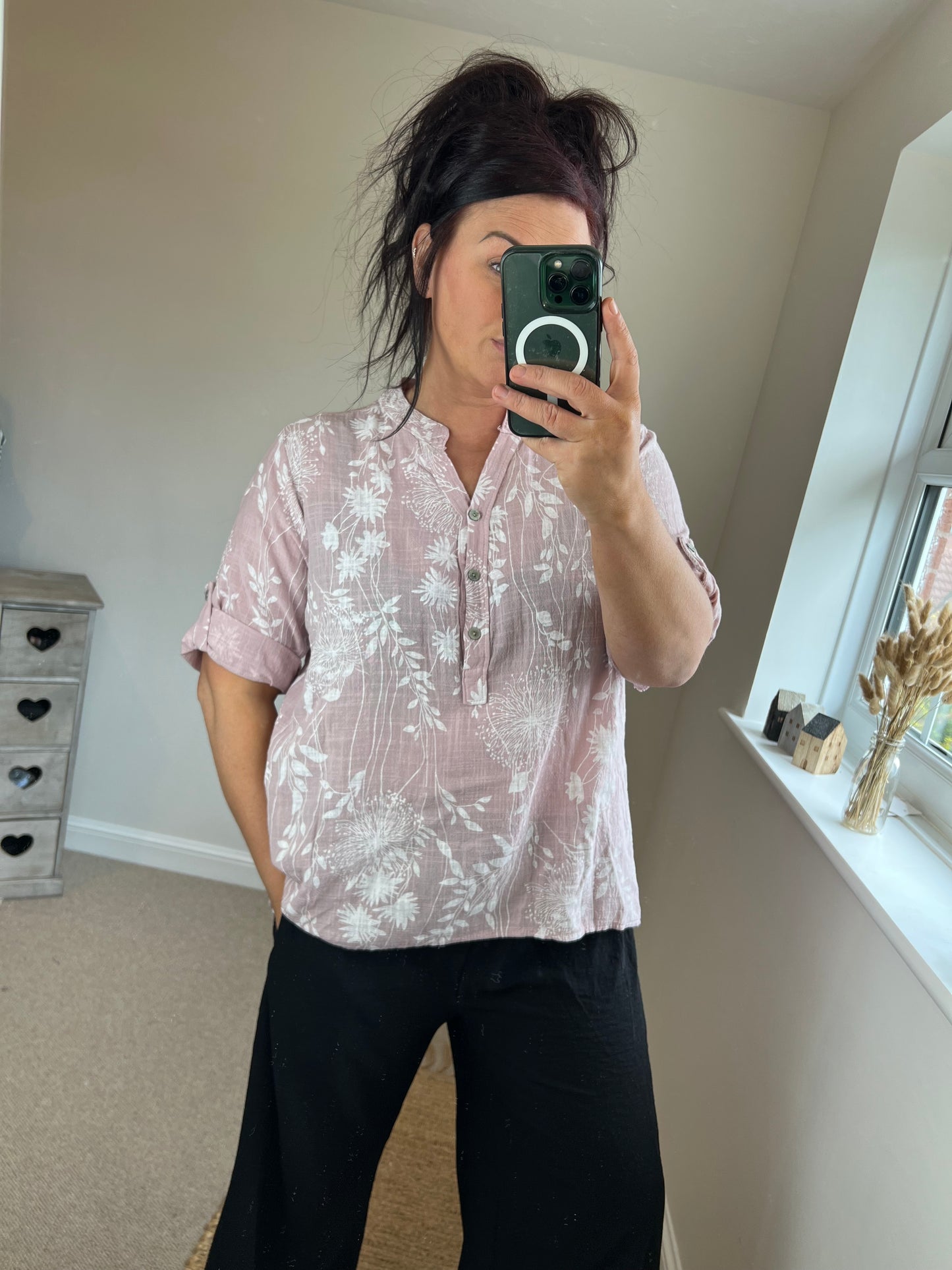 Floral Cotton Shirt - Blush