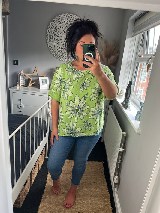 Cotton Flower Top - Lime