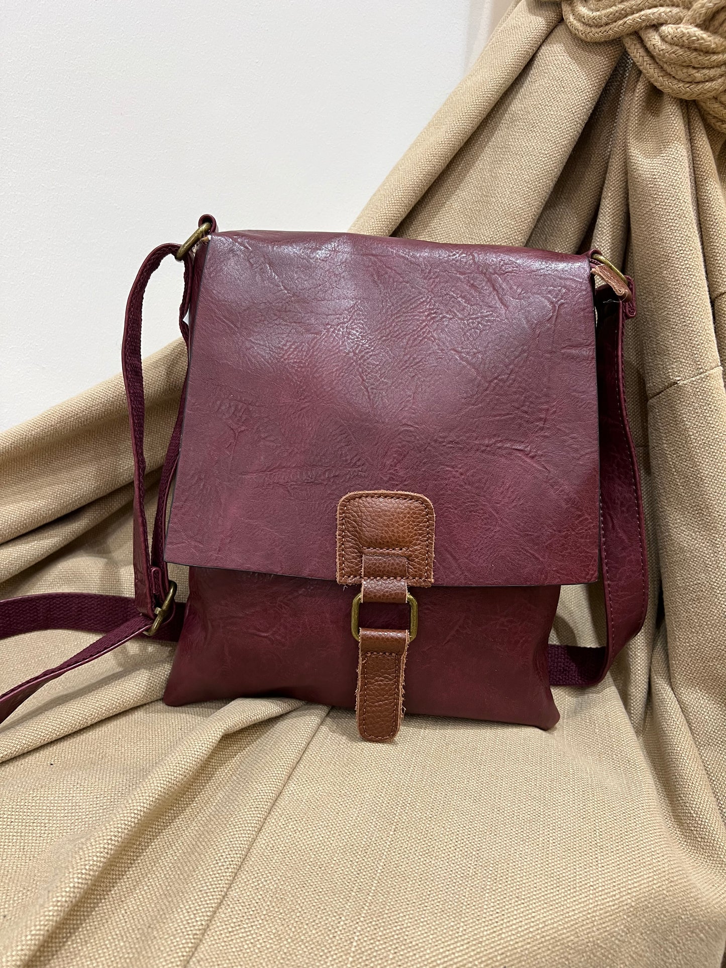 Satchel Crossbody Bag - Wine