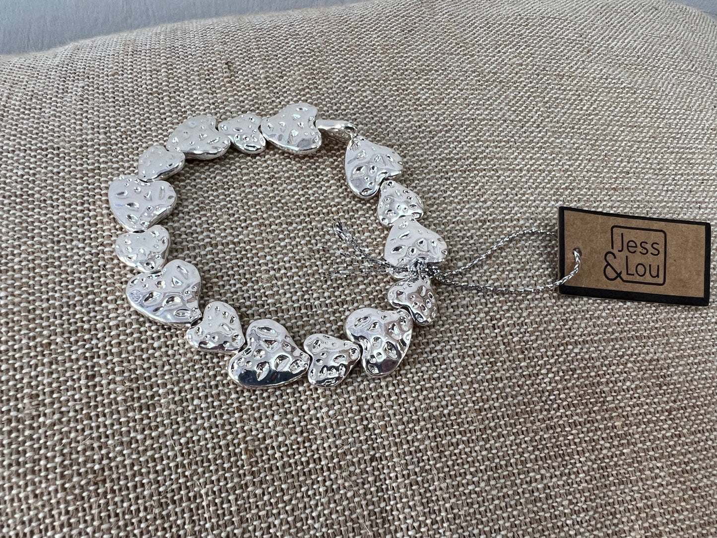 Jess & Lou Silver Plated Hammered Heart Bracelet