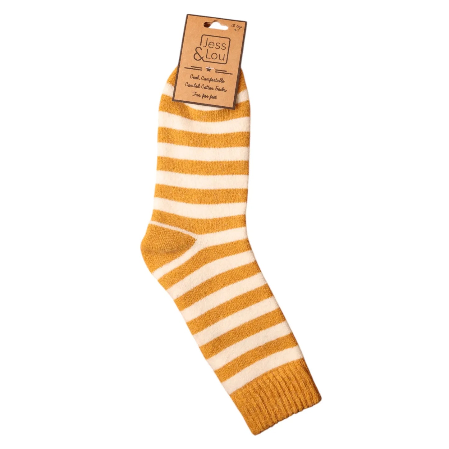 Jess & Lou Cozy Ribbed Socks - Stripe Gold