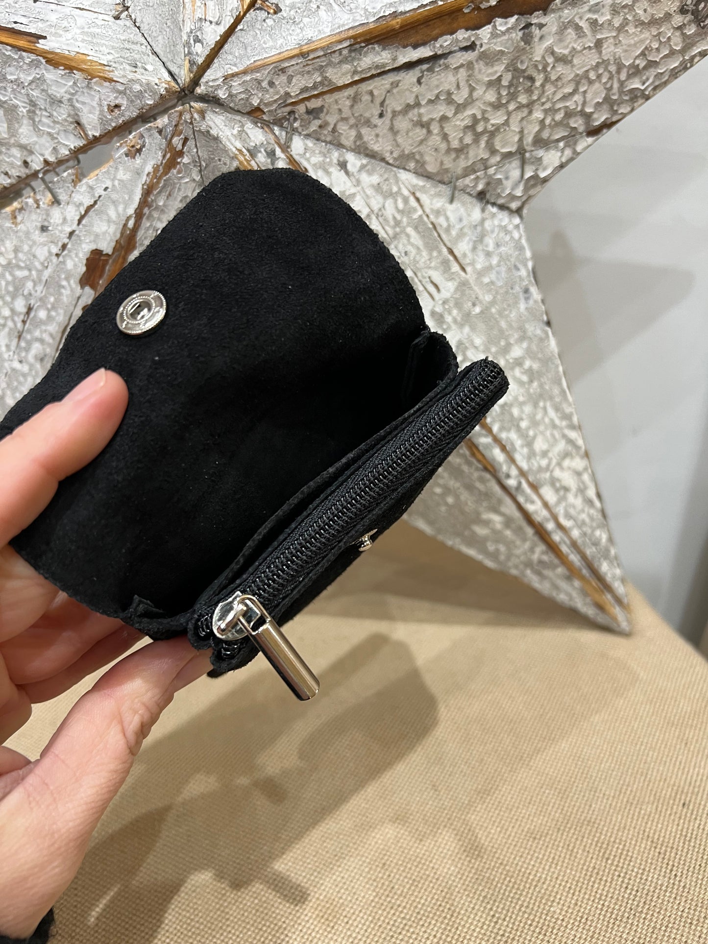 Leather Purse - Suede Black