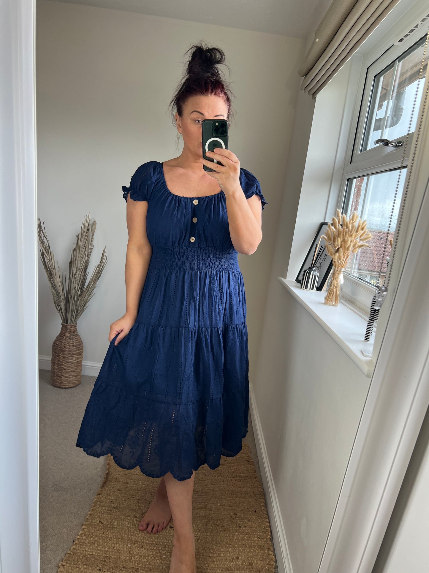 STEVIE Broderie Anglaise Midi - Navy