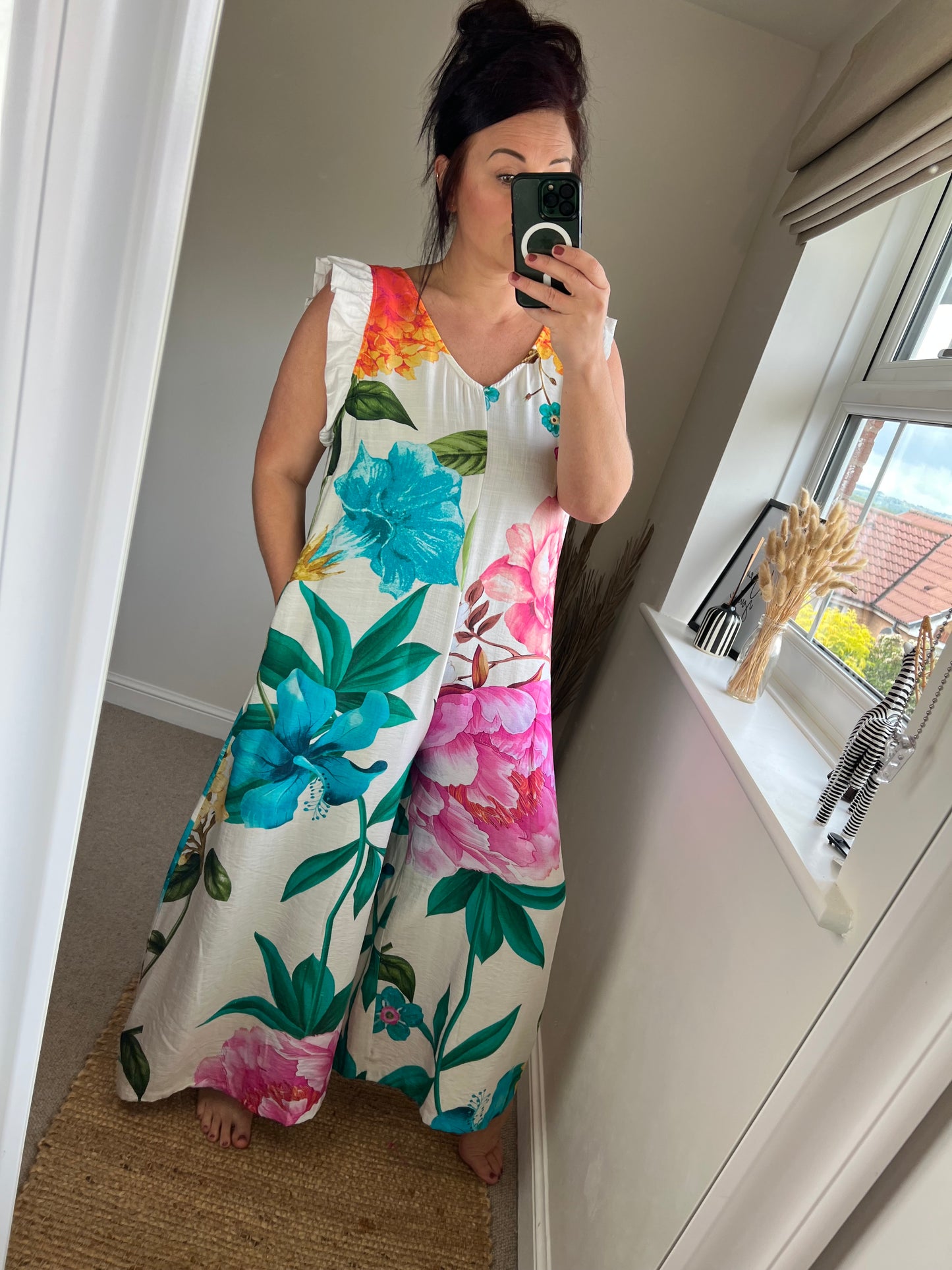 Fly Floral Jumpsuit - White