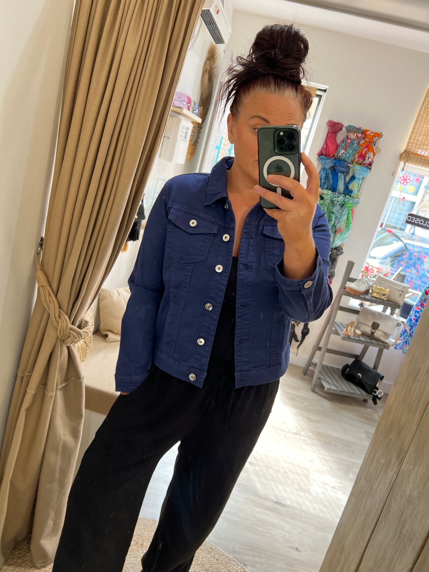 Short Denim Jacket - Navy