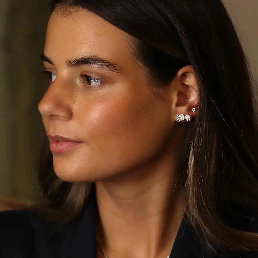 Peace of Mind - Set of 3 Silver Plated Crystal Stud Earrings