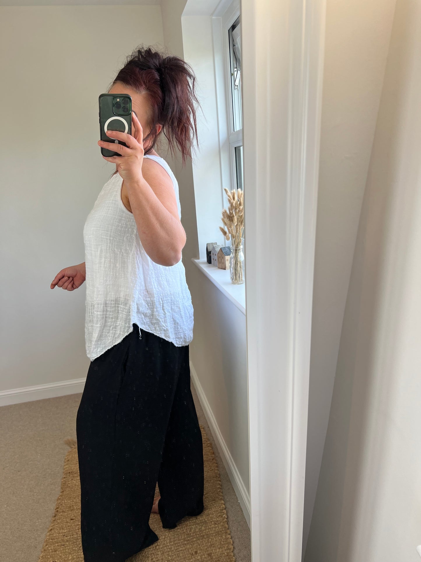 Cotton Overlay Vest Top - White