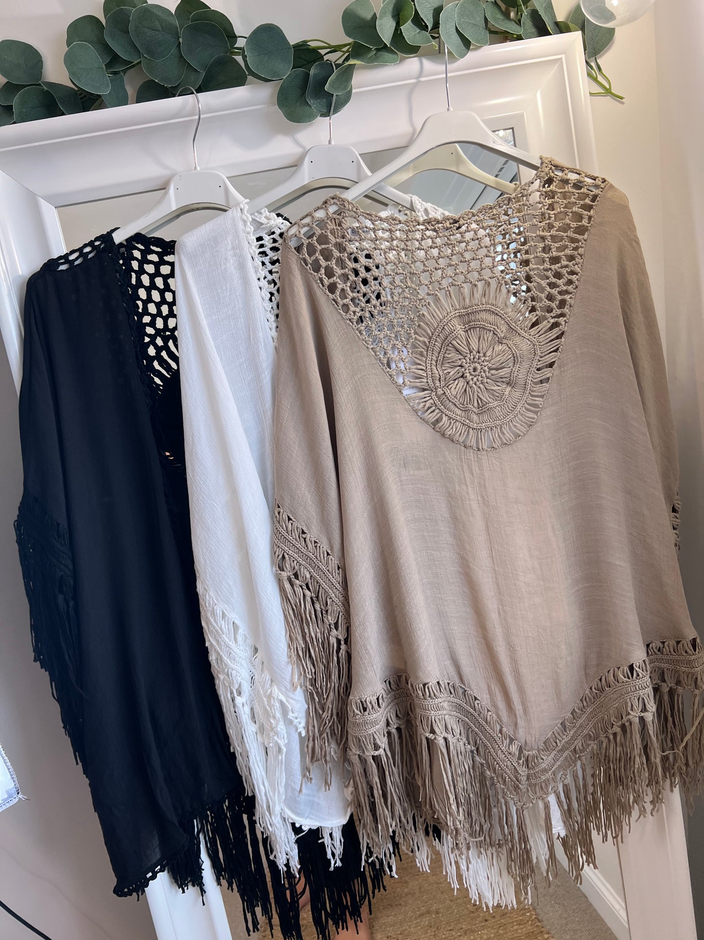 Crochet Tassel Kimono - Black