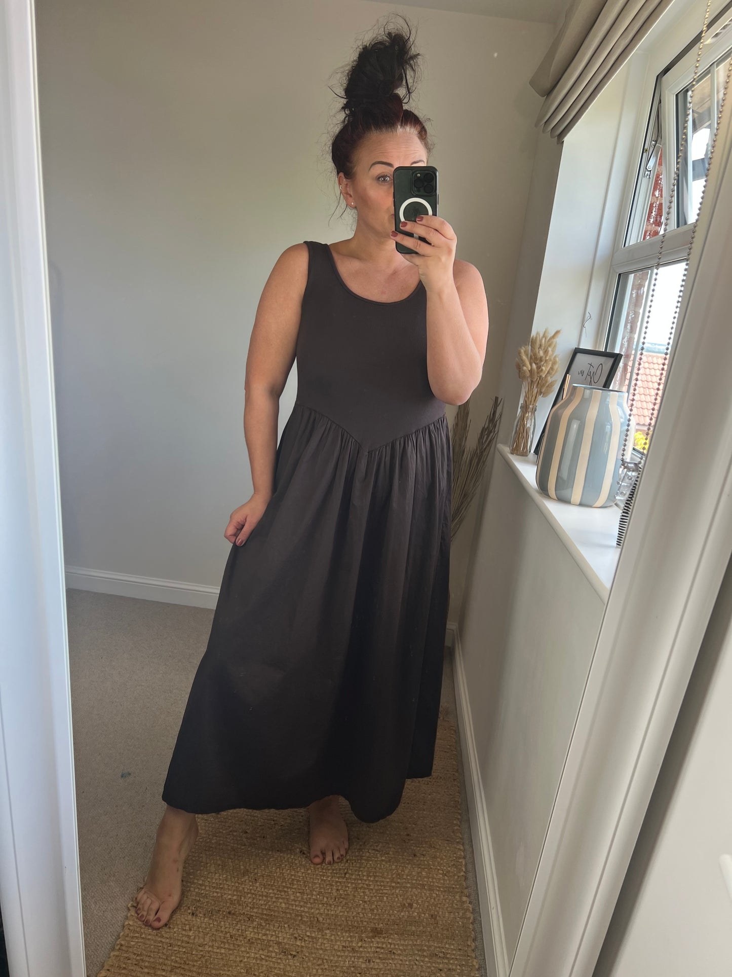 Ribbed Midi Dress - Chocolate