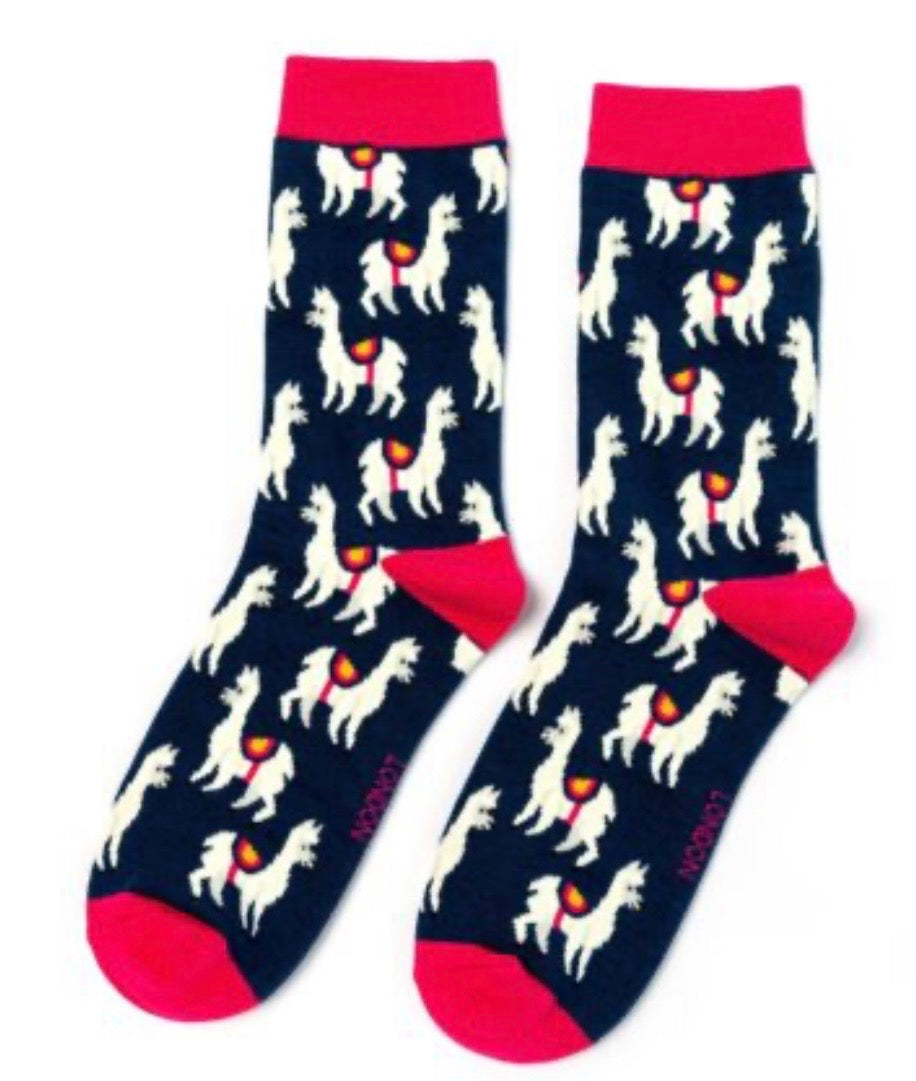 Miss Sparrow Bamboo Socks - Llamas