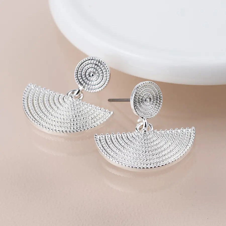 Peace of Mind - Silver Plated Half Moon Drop Earrings