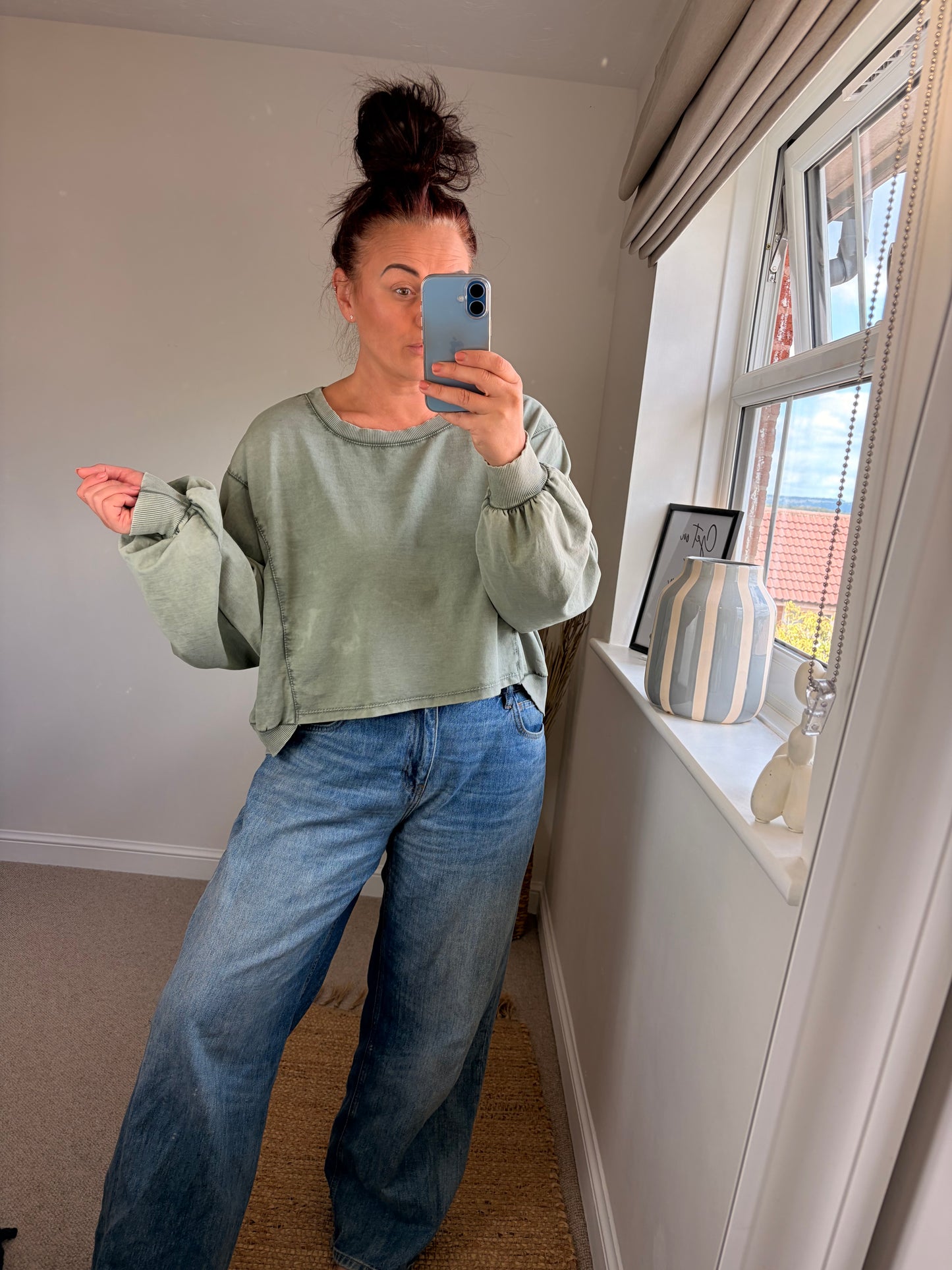 Acid Wash Sweatshirt - Khaki