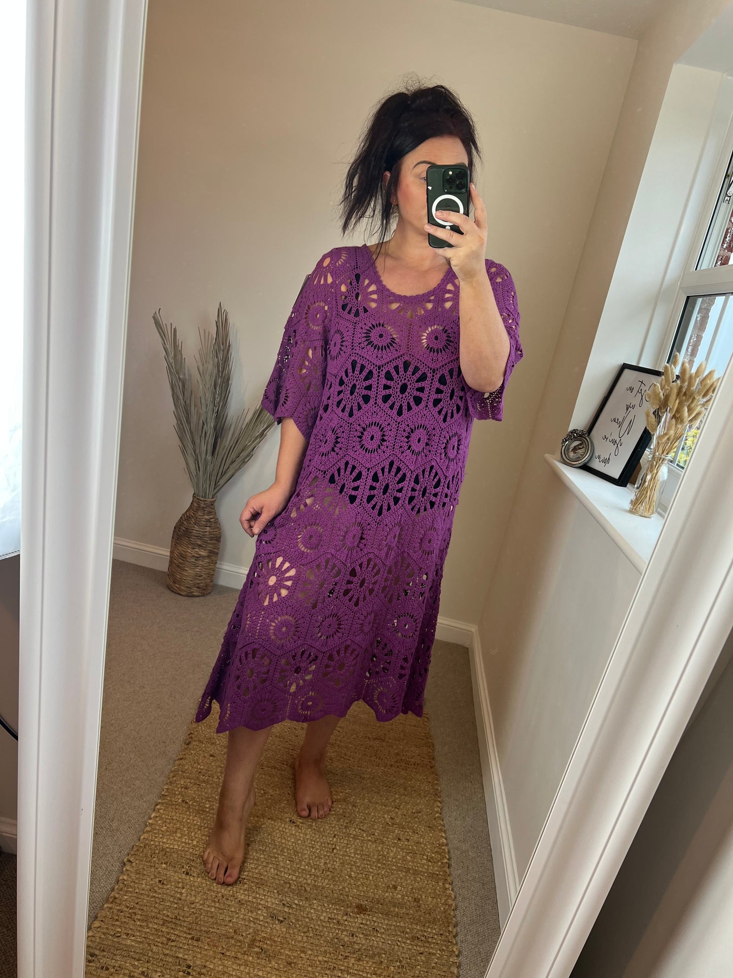 Crochet Beach Dress - Magenta