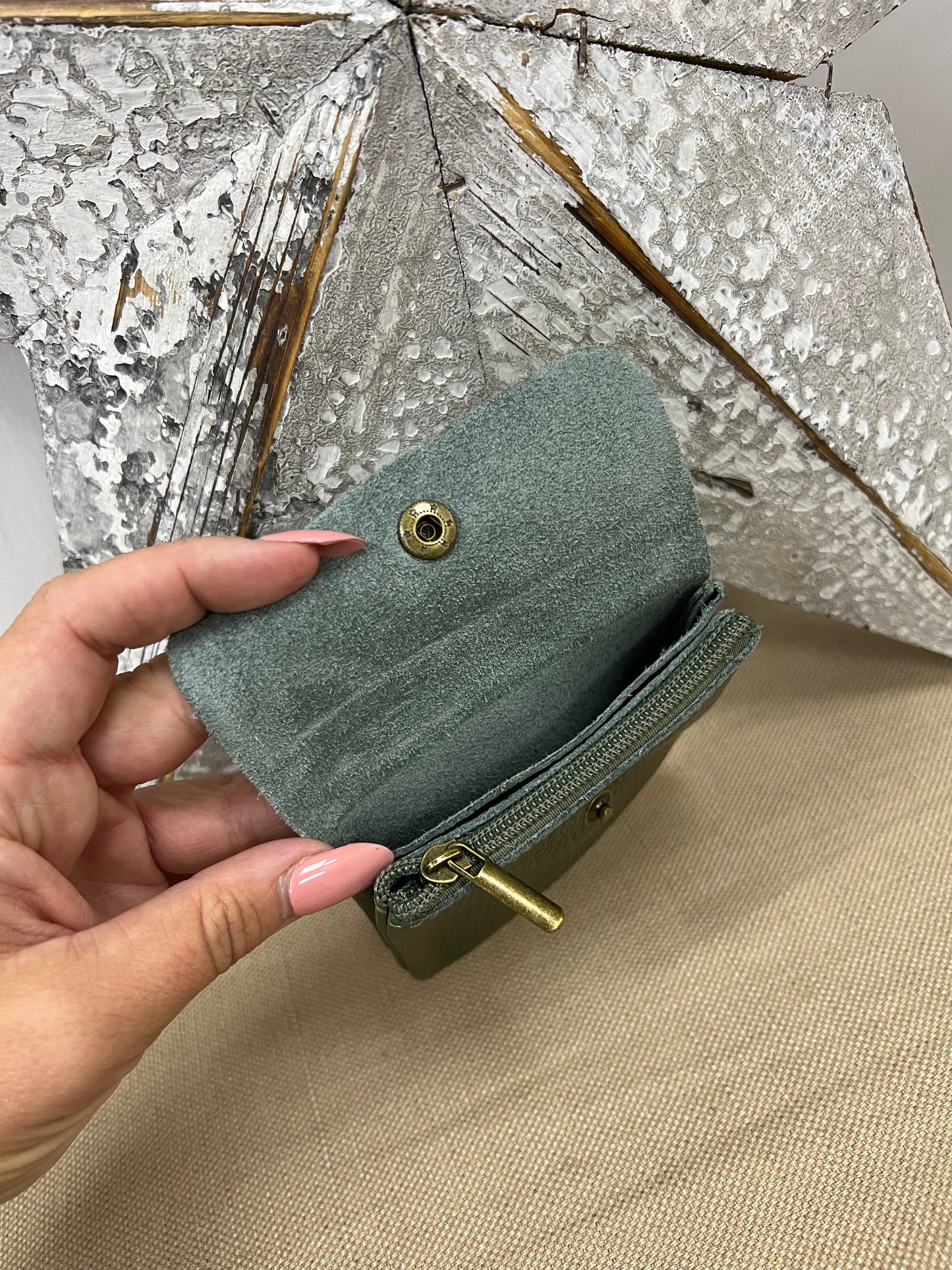 Leather Purse - Khaki