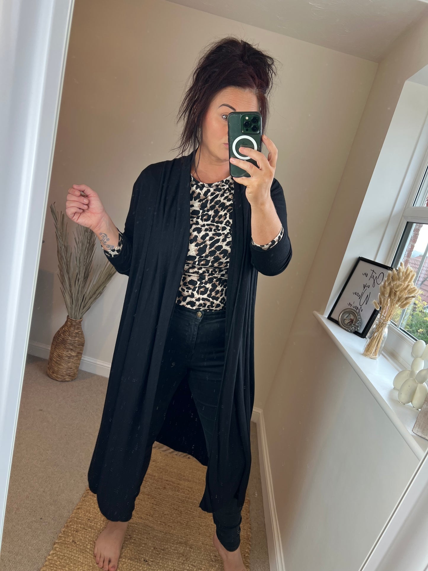 Long Open Cardigan - Black