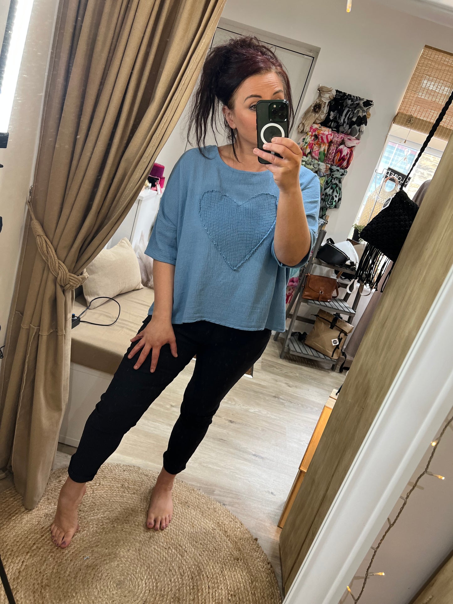 Waffle Heart Top - Blue