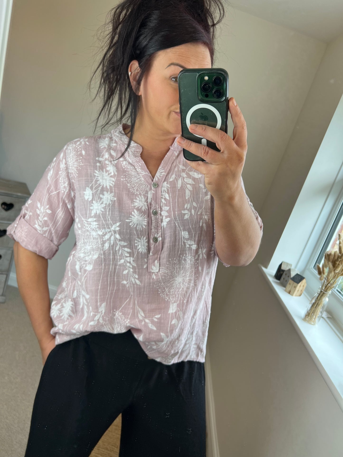 Floral Cotton Shirt - Blush