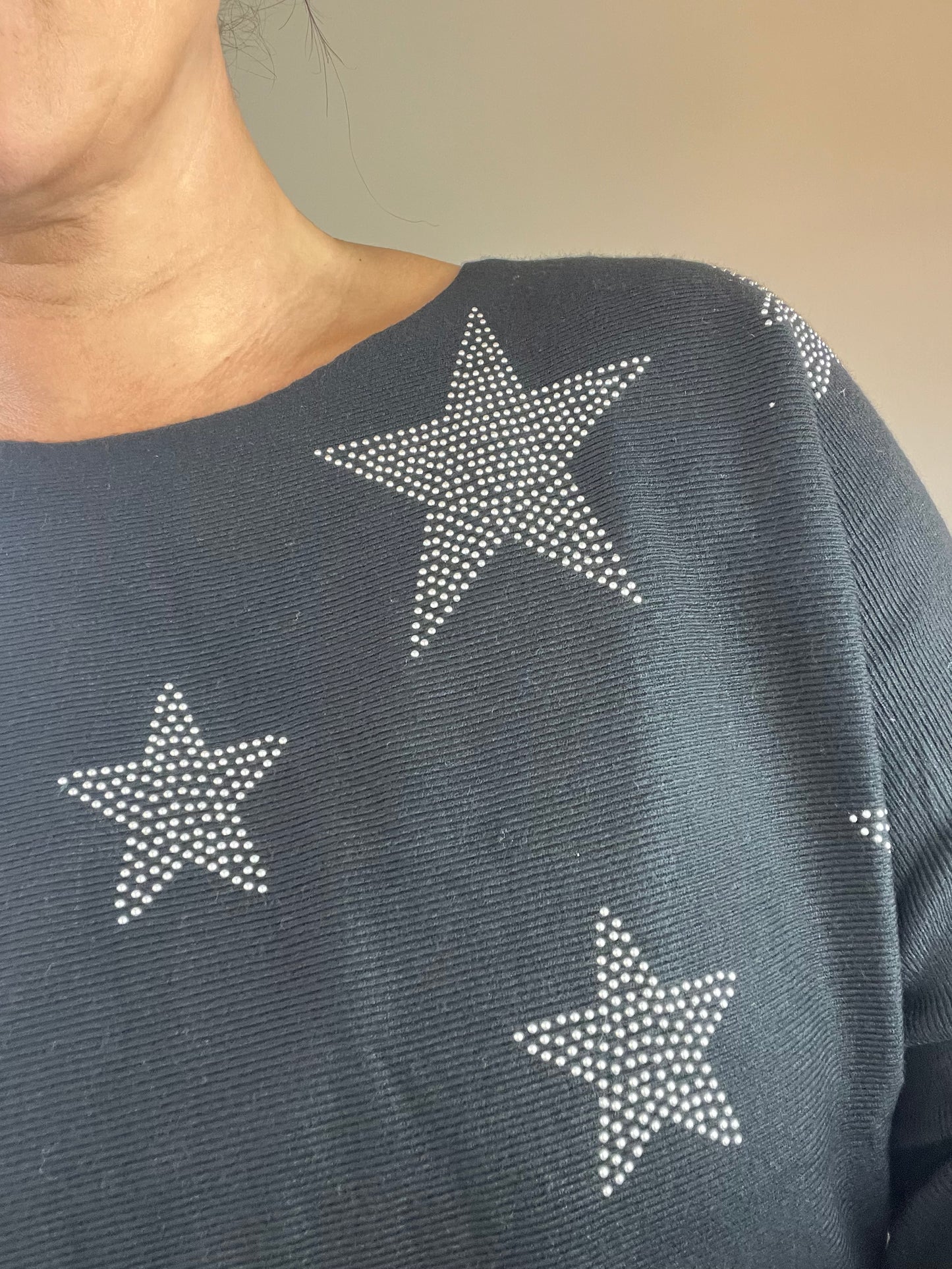 Studded Star Jumper - Black
