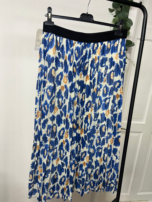 Pleated Maxi Skirt - Cobalt Leopard