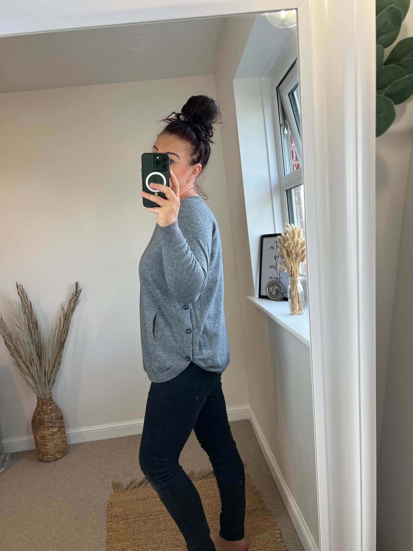 Button Side Jumper - Grey