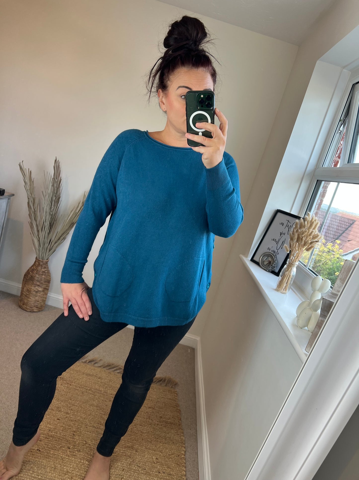 Button Side Jumper - Teal
