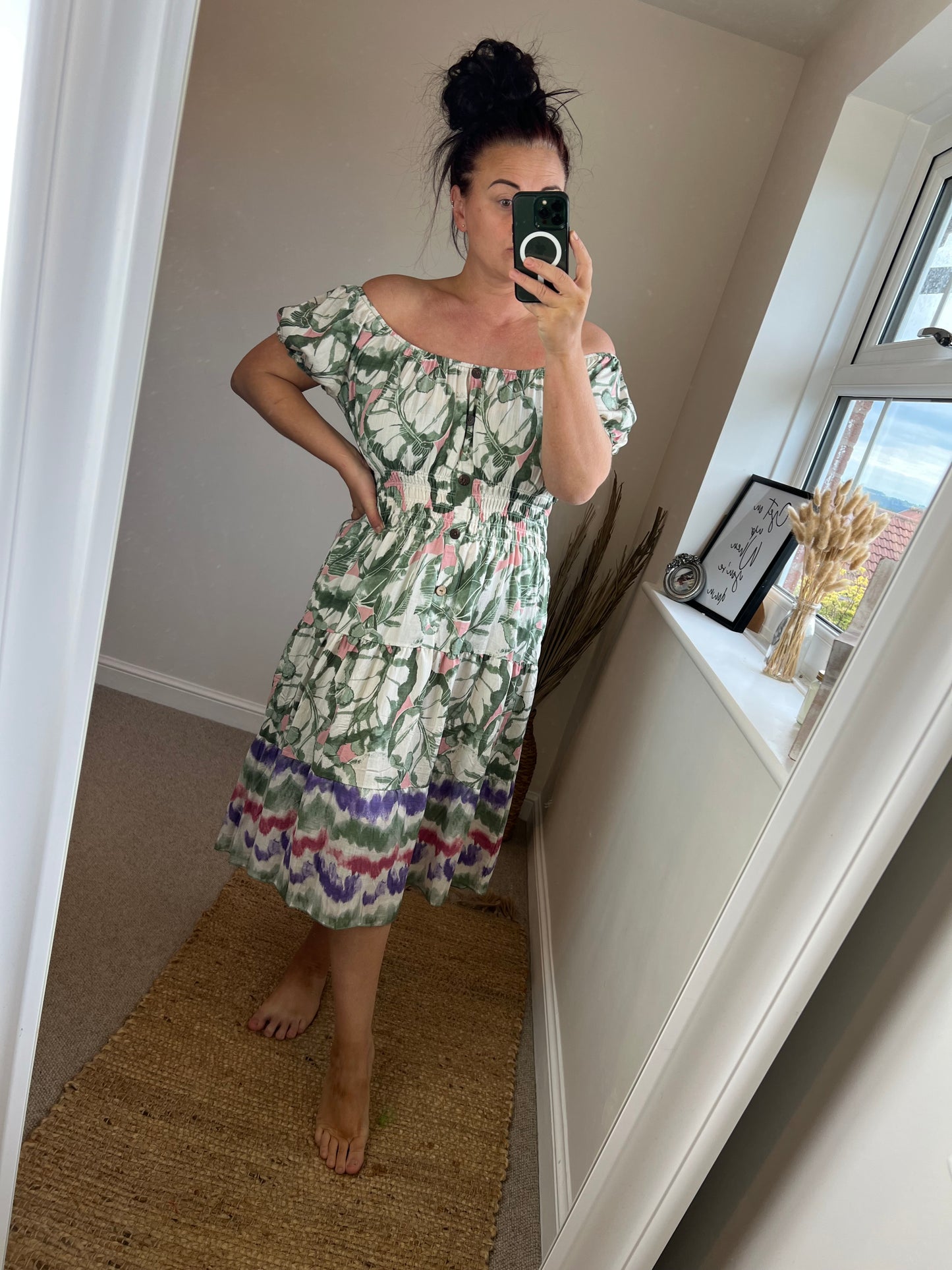 STEVIE Midi Button Dress with Pockets - Khaki