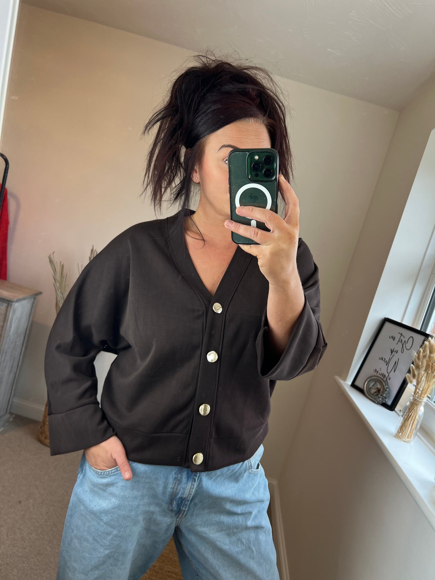 Soft Jersey Cardigan - Chocolate