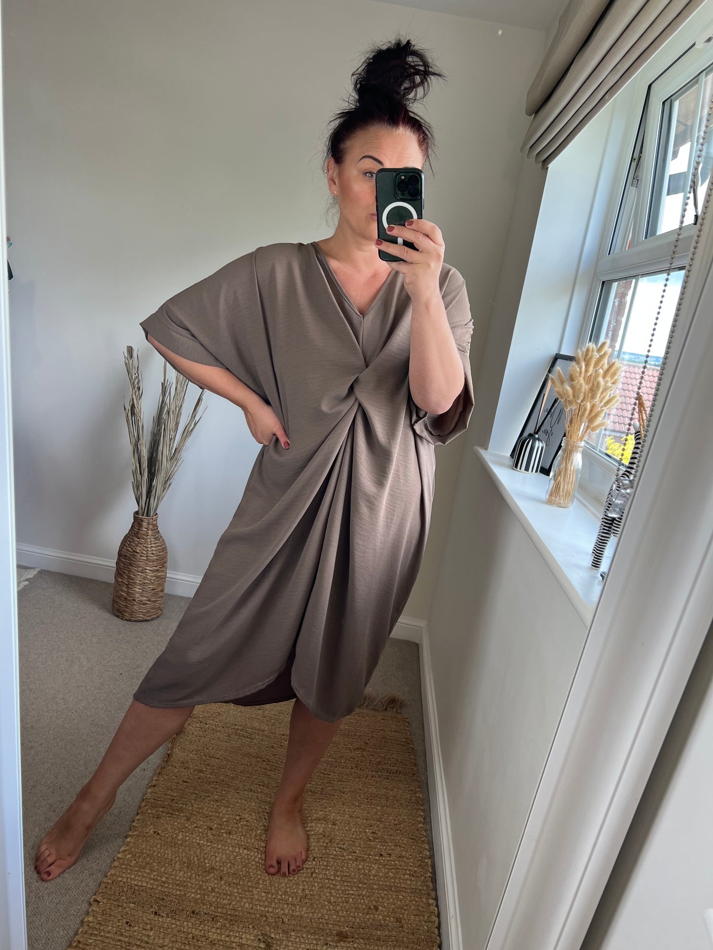 Twist Front Dress - Mocha
