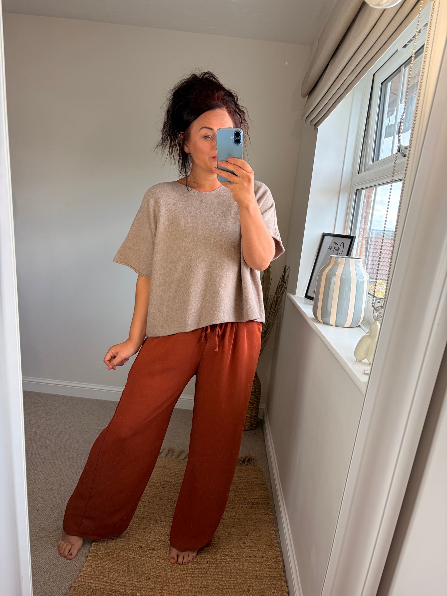 Boxy Short Sleeve Jumper - Mocha