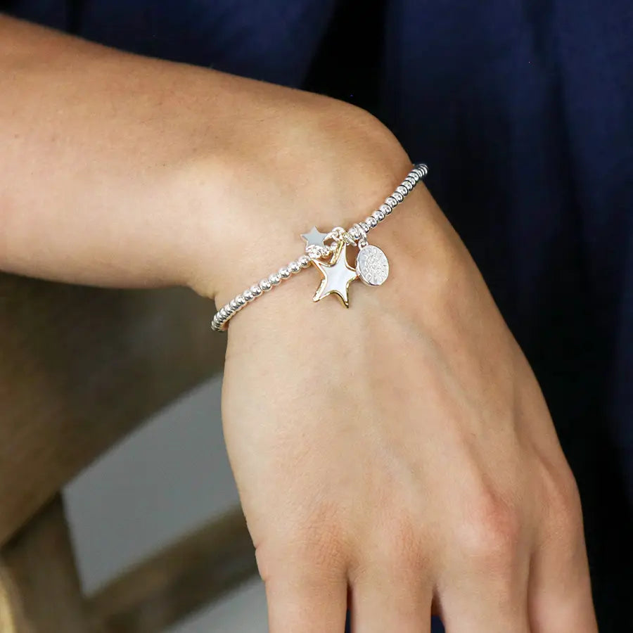 Peace Of Mind - Silver Plated Bracelet with Double Star